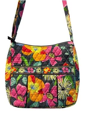 Vera Bradley Retired Jazzy Blooms Floral Quilted Crossbody Double Pocket Bag